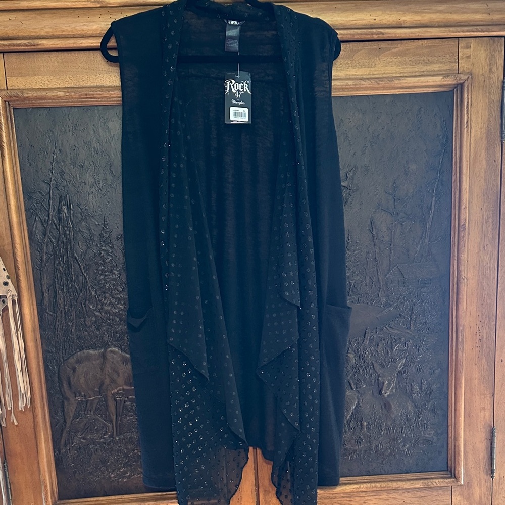 Rock Black Sleeveless Cardigan